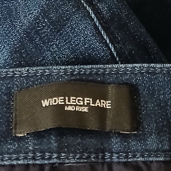 Express Jeans 12 Wide Leg Flare Dark Wash Blue Denim Stretch READ - Picture 8 of 8